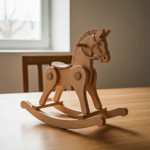 Collection of handcrafted wooden toys for children